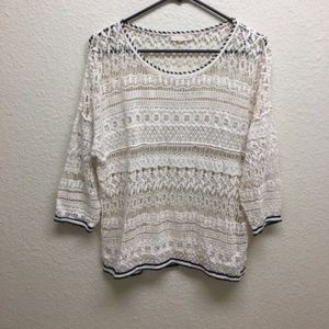 Anthropologie Ryu quarter sleeve, open knit top